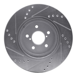 Subaru Impreza Brake Rotor (1) - Front Right - R1 Concepts - Drilled & Slotted - Silver - `17-`23
